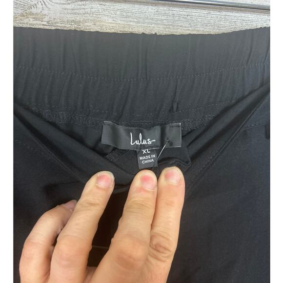 Lulus Womens XL Black Pleated Straight Leg Elastic Back Dress Pants Trousers NEW - Picture 3 of 6